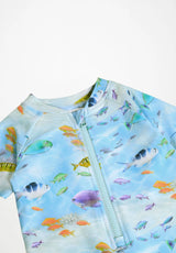 Molo Neka Short Sleeve One Piece Swimsuit - Rainbow Sea