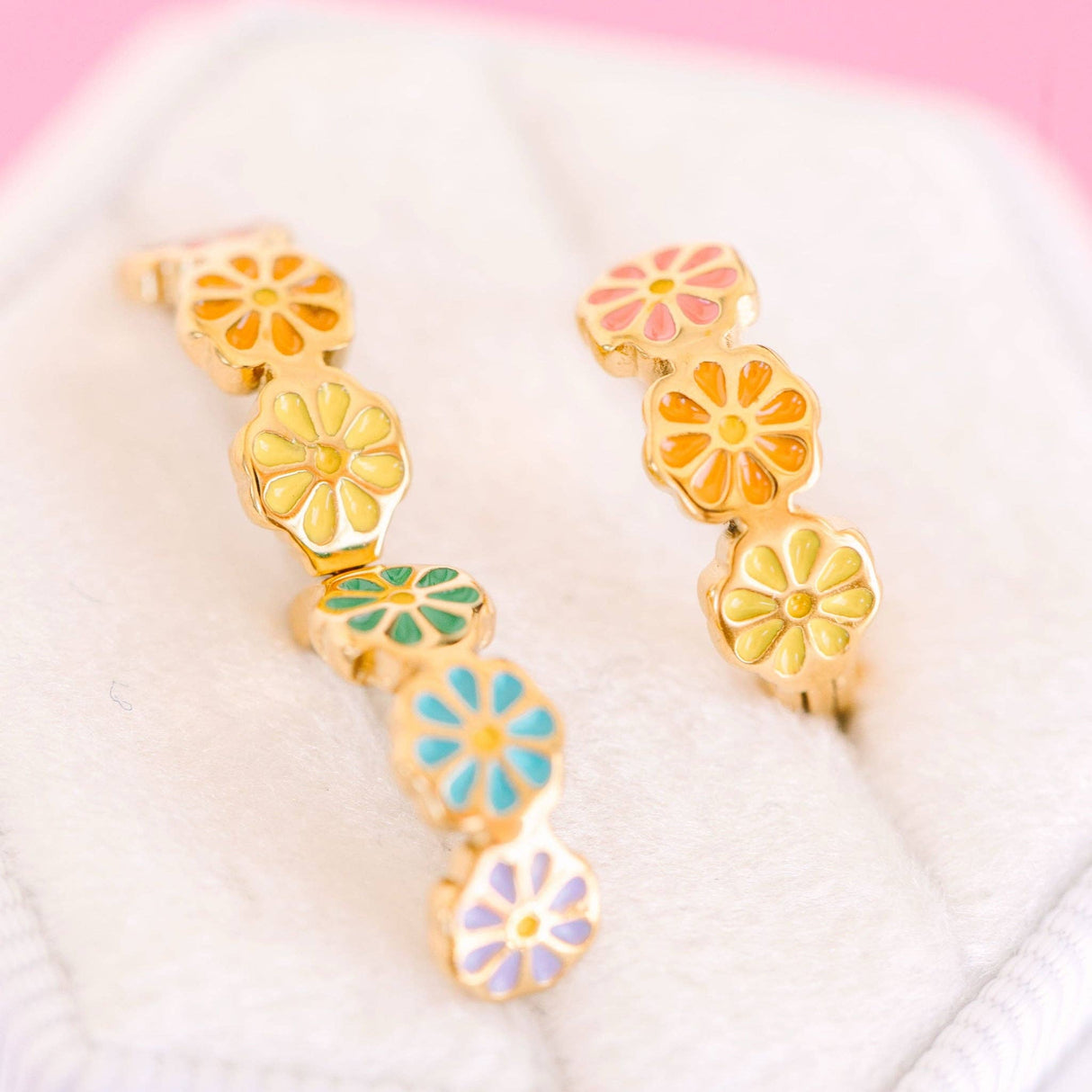 Pierced Co. Earrings - Colorful Daisy Huggies