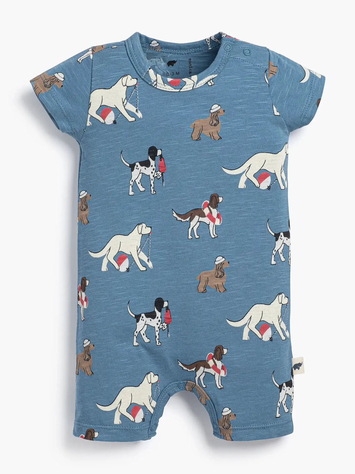 Slub Shortie Romper - Nantucket Pups