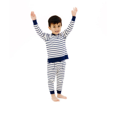 French Terry Sweatshirt and Jogger - Navy Stripe