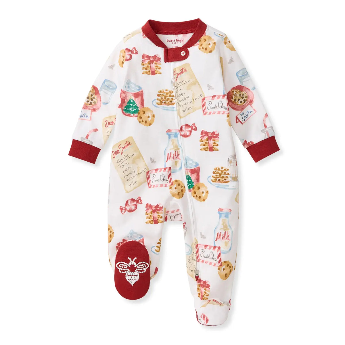 Organic Cotton Footie - Cookies for Santa