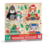Set of 4 Wood Puzzles - Festive Friends