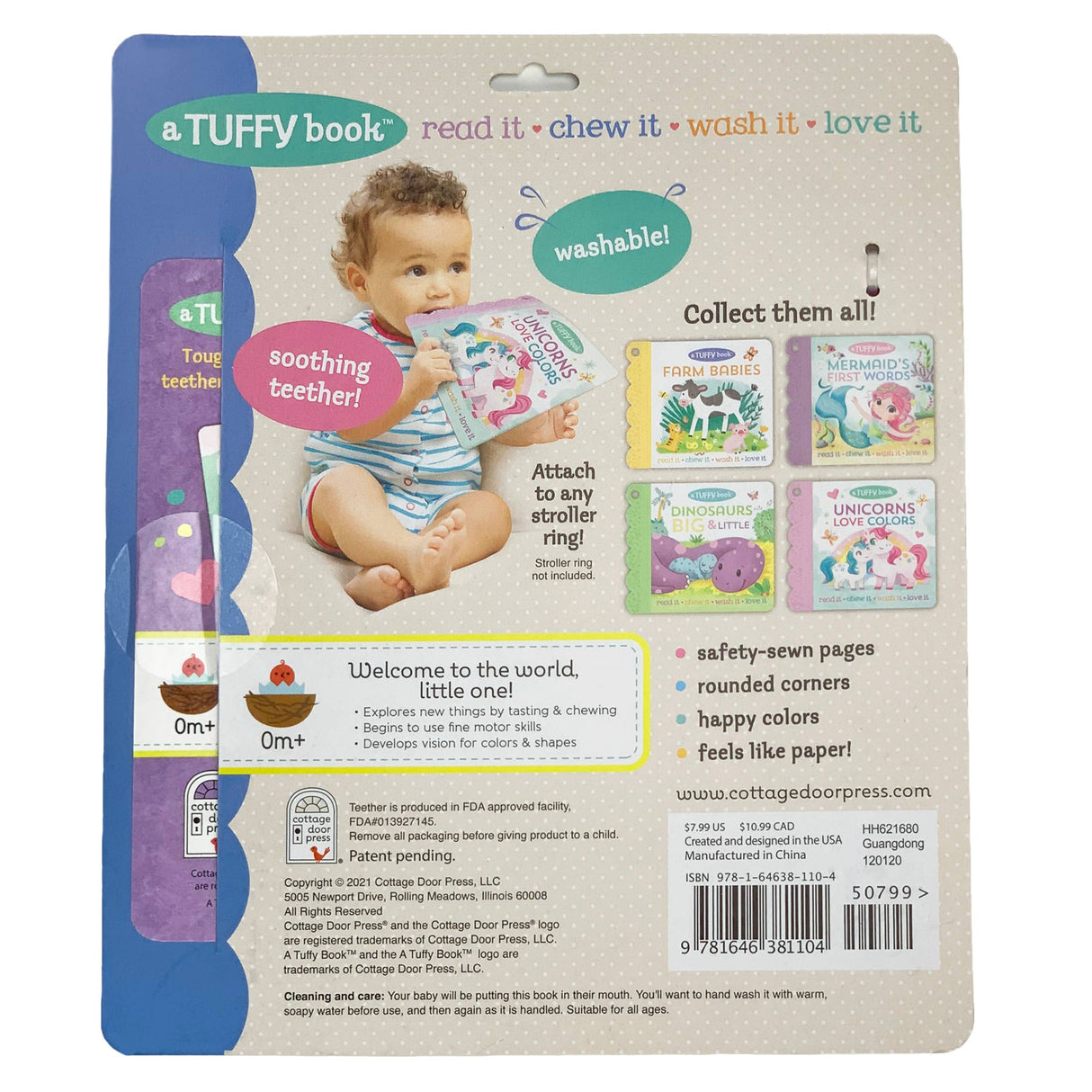 Tuffy Teether Book - Unicorns Love Colors