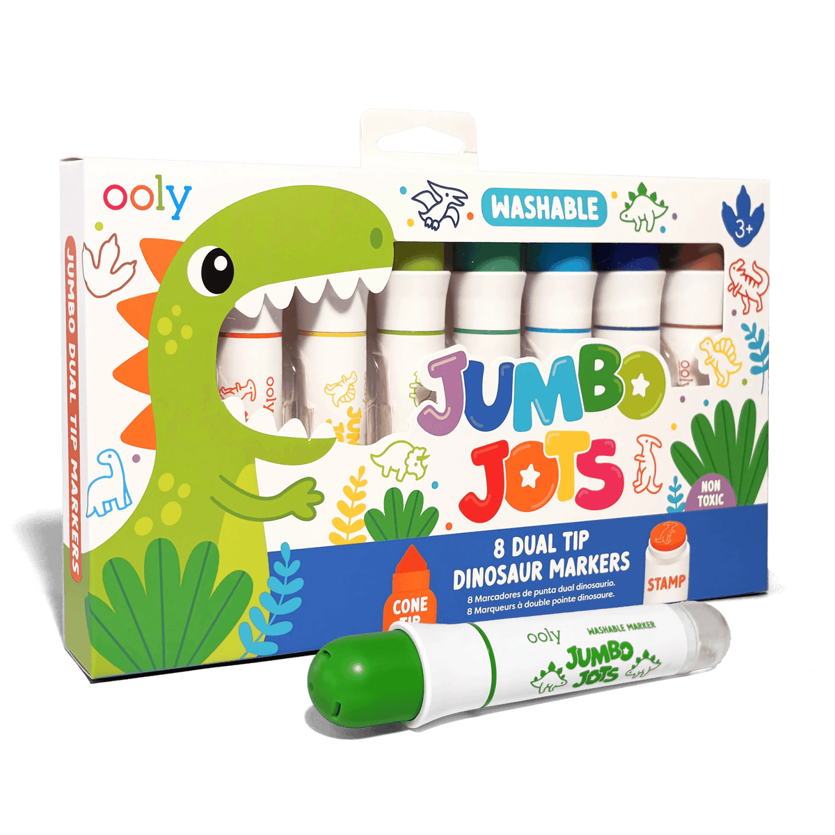Jumbo Jots Dual Tip Stamp Markers - Dinosaur