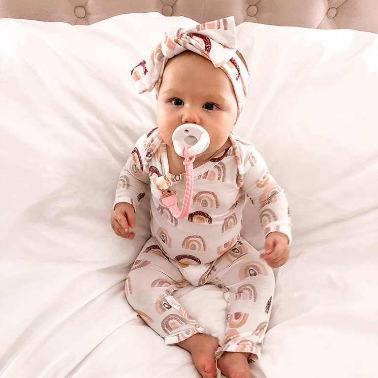 Sweetie Strap Pacifier Clip - Pink Beaded