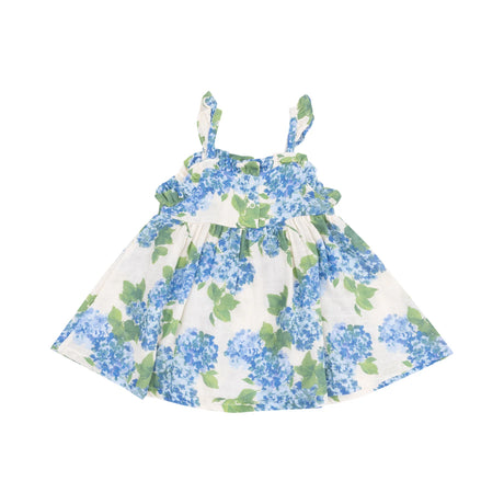 Paperbag Ruffle Sundress - Watercolor Hydrangeas
