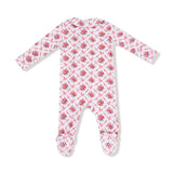 Peter Pan Zip Footie - Rose Bow Lattice