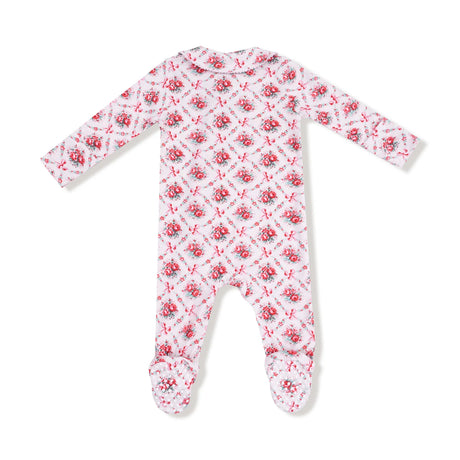 Peter Pan Zip Footie - Rose Bow Lattice