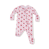 Peter Pan Zip Footie - Rose Bow Lattice