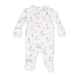 Smocked Peter Pan Footie - Flower Ducklings