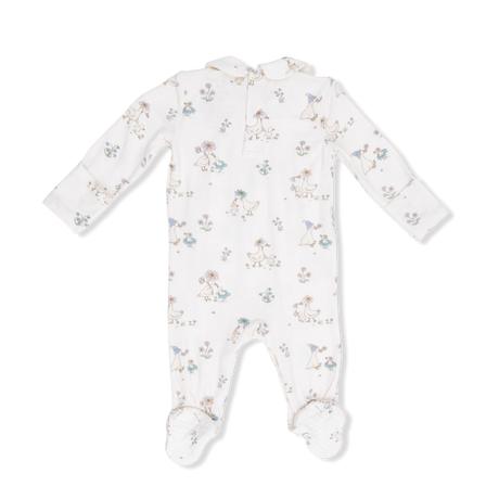 Smocked Peter Pan Footie - Flower Ducklings