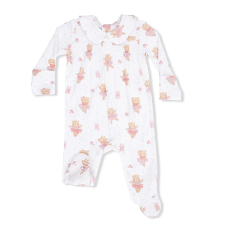Smocked Peter Pan Footie - Teddy Bear Ballerina