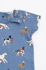 Slub Shortie Romper - Nantucket Pups