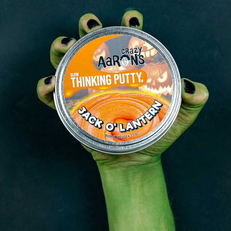 Crazy Aaron's Thinking Putty 4" Tin - Jack O'Lantern Glow