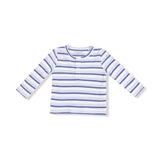 Long Sleeve Henley - Vintage Blue Stripe