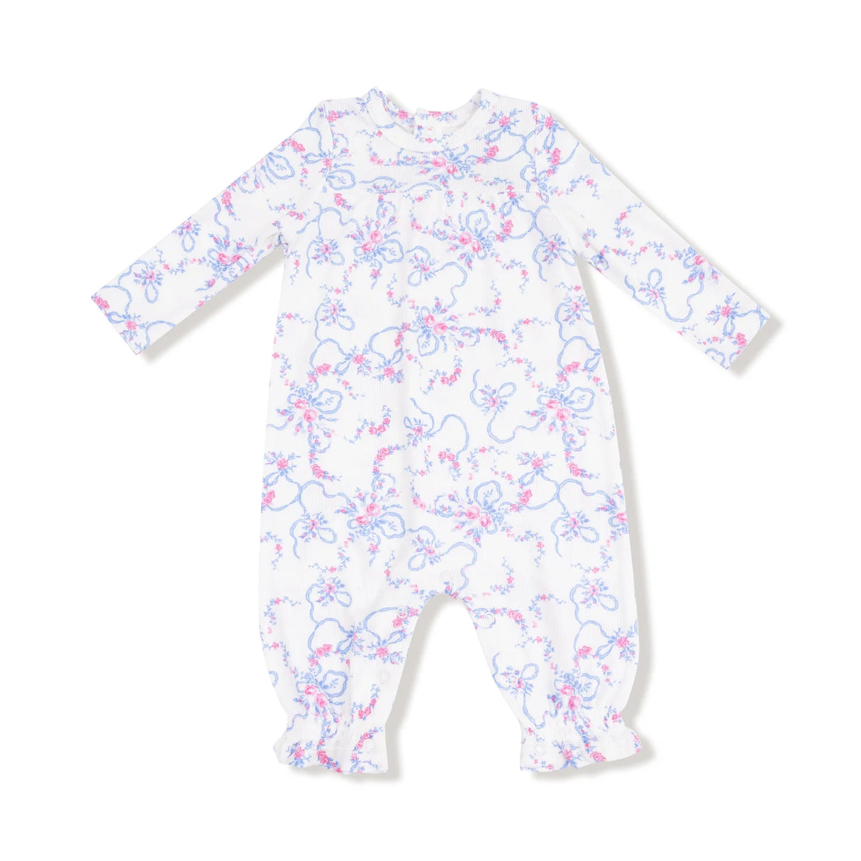 Ruffled Ankle Romper - Ribbon Floral Fling