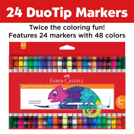 24 DuoTip Washable Markers for Kids: 48 Colors