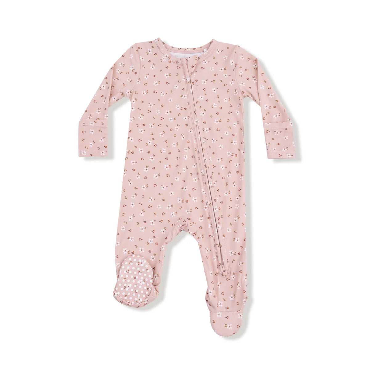 Zip Footie - Carrie Floral Pink