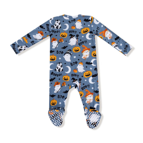 Zip Footie - Blue Costumed Ghosts
