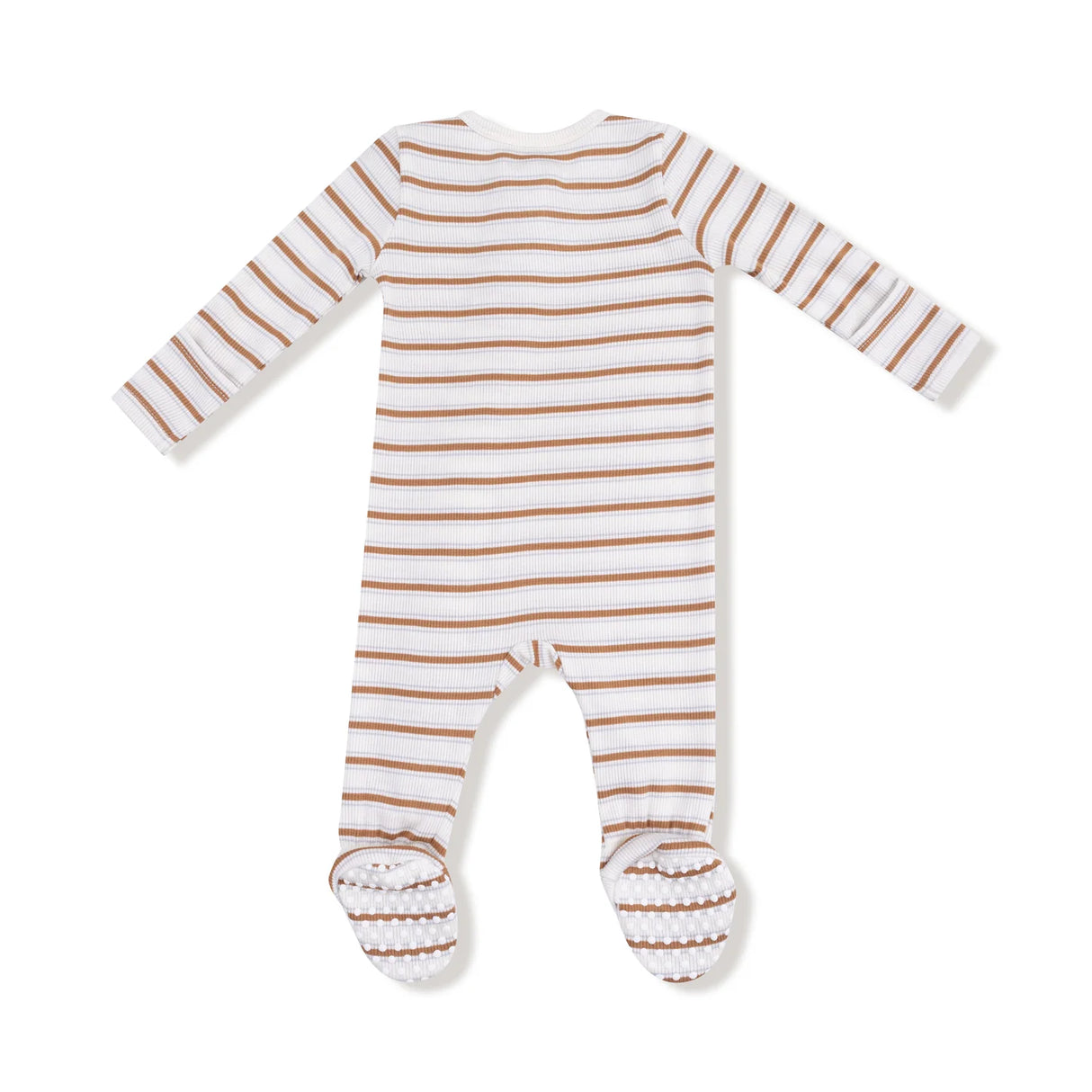 Zip Footie - Vintage Brown Stripe