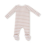 Zip Footie - Vintage Brown Stripe