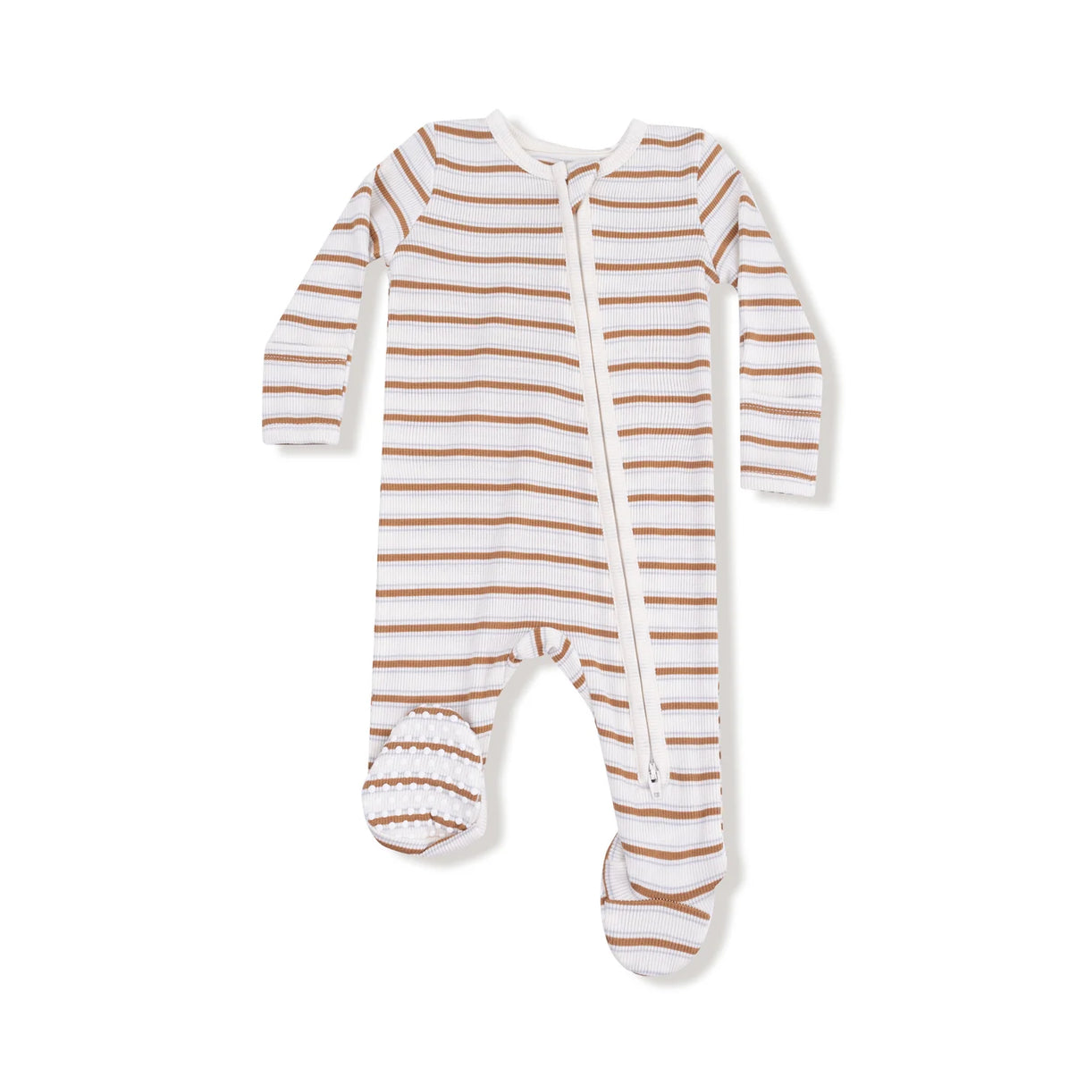 Zip Footie - Vintage Brown Stripe
