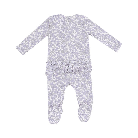 Ruffle Zip Footie - Forget Me Not Floral