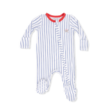 Zip Footie - Baseball Stripe