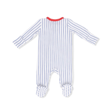 Zip Footie - Baseball Stripe