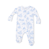 Zip Footie - Puppy Toile Blue