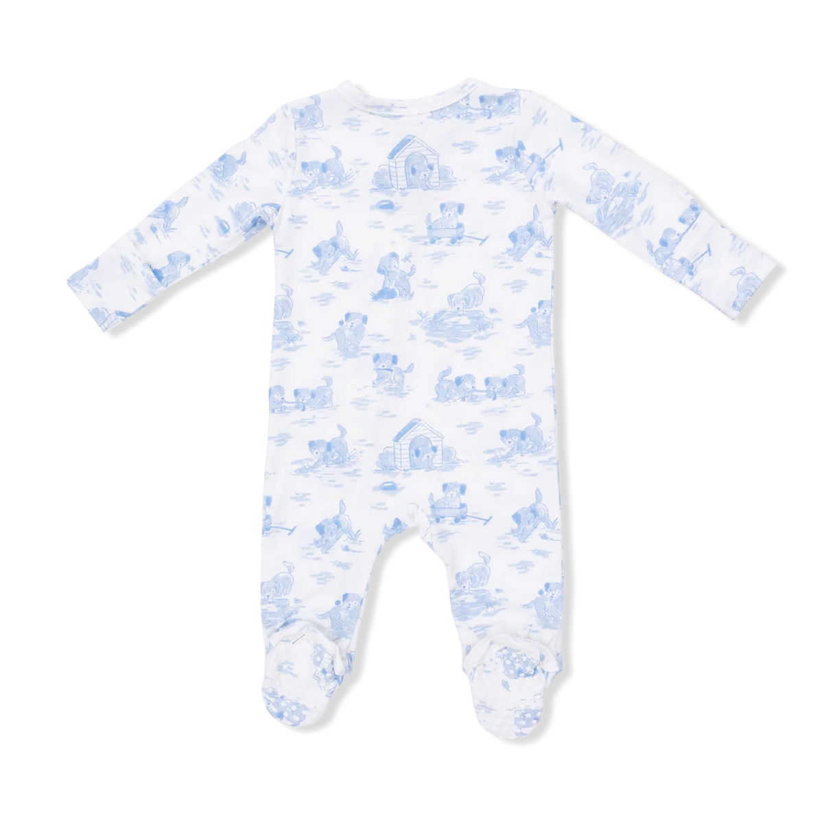 Zip Footie - Puppy Toile Blue
