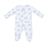 Zip Footie - Puppy Toile Blue