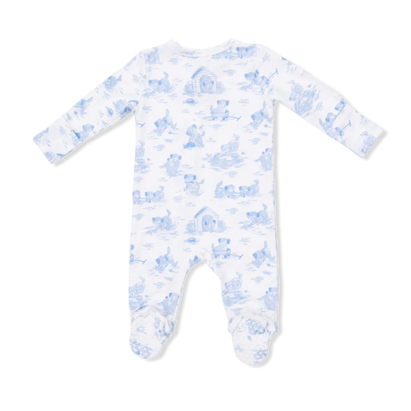 Zip Footie - Puppy Toile Blue