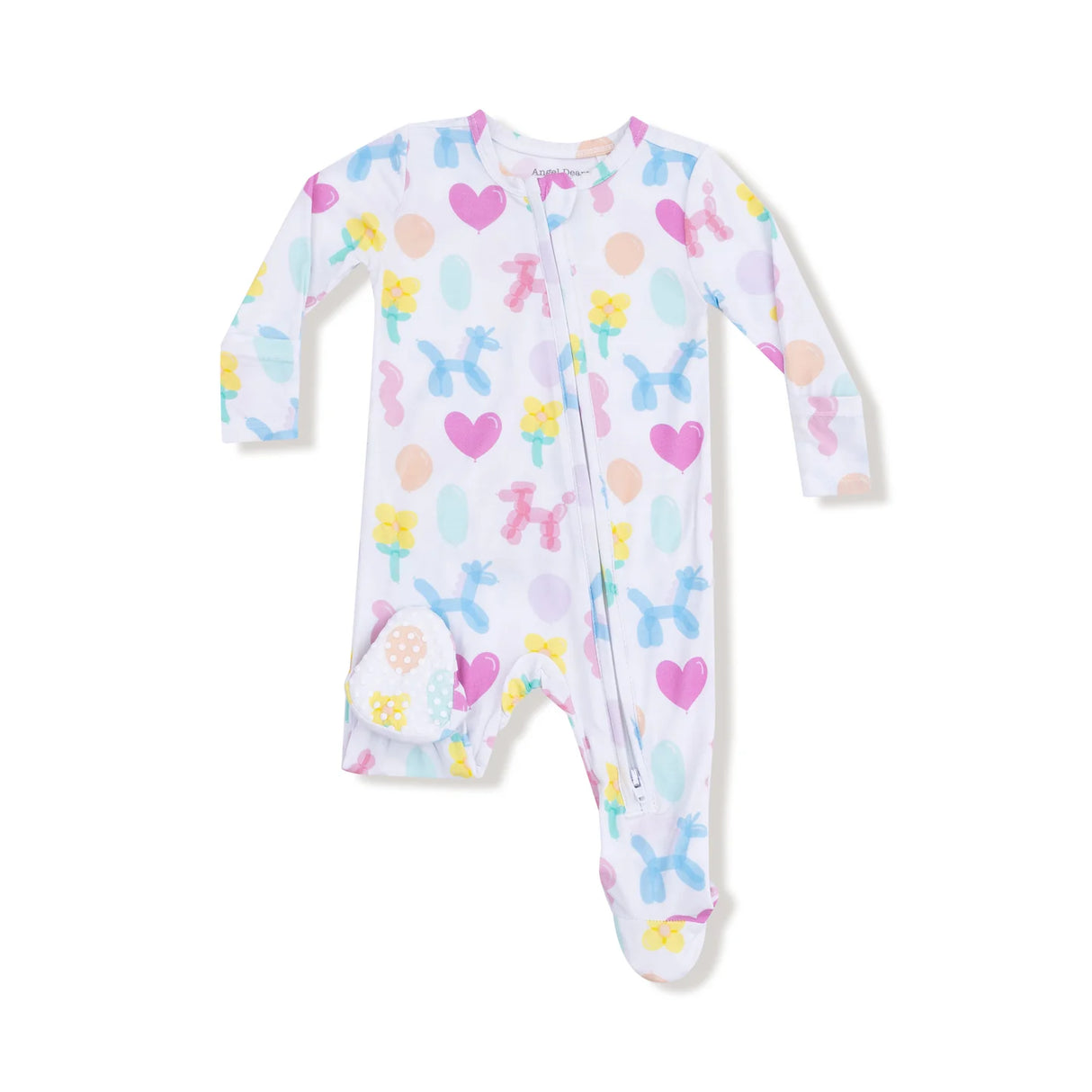 Ruffle Zip Footie - Balloon Animals Pink