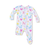 Ruffle Zip Footie - Balloon Animals Pink