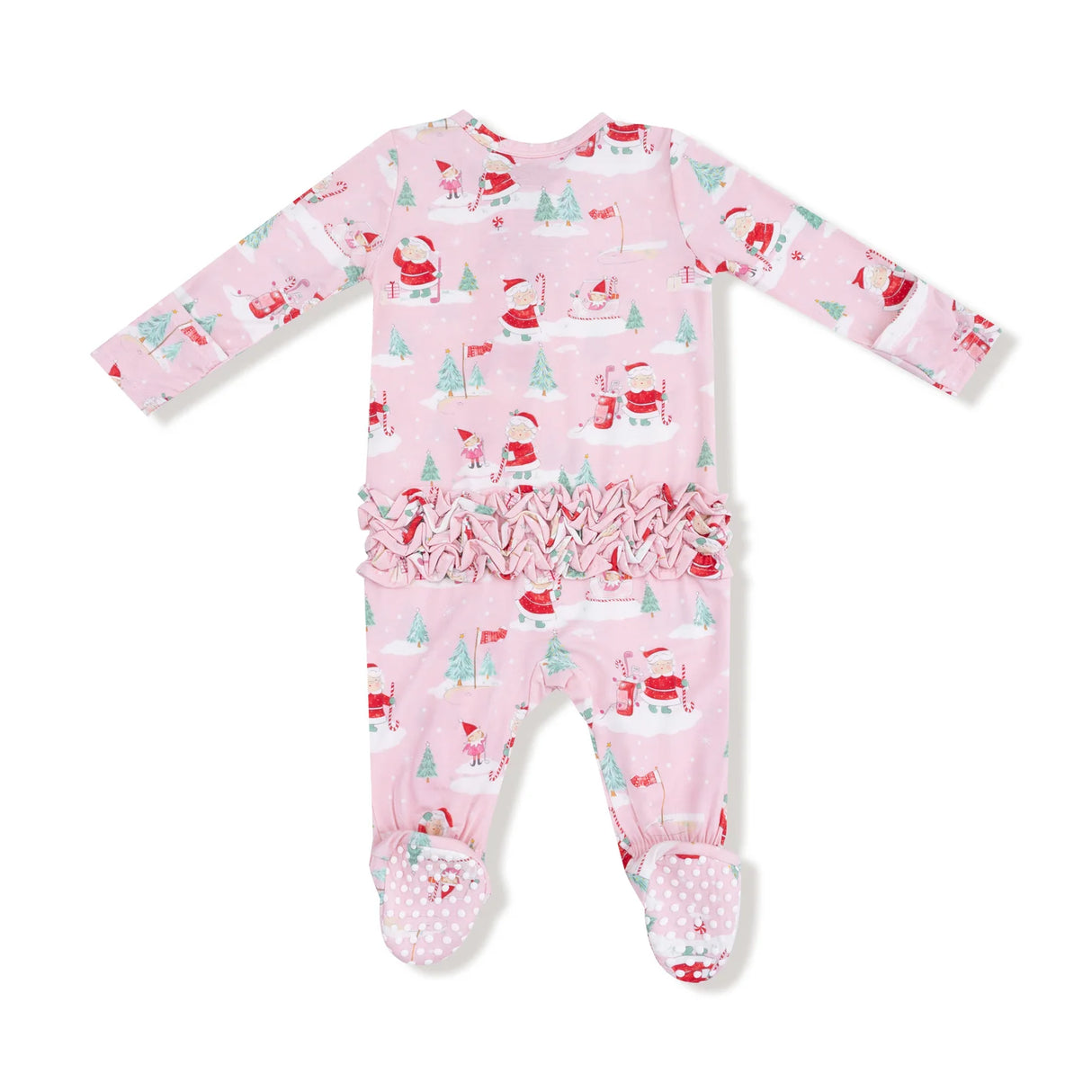 Ruffle Zip Footie - Golfing Mrs. Claus