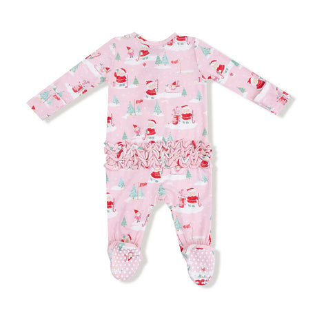 Ruffle Zip Footie - Golfing Mrs. Claus