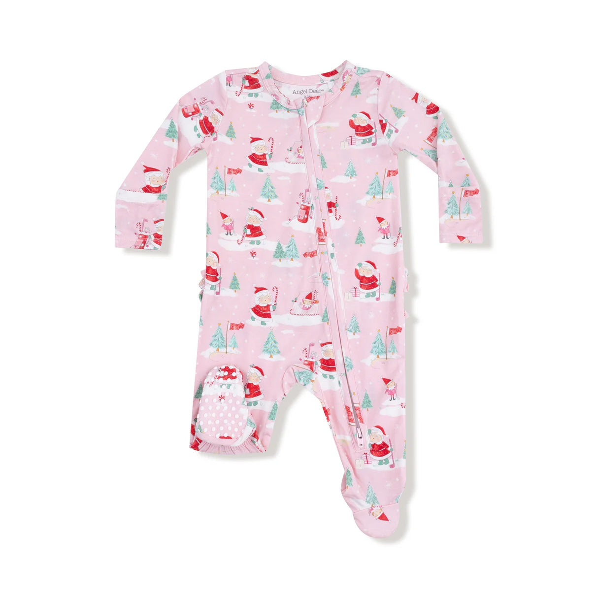 Ruffle Zip Footie - Golfing Mrs. Claus