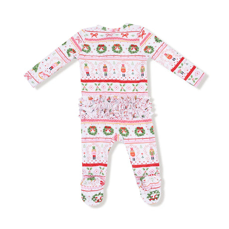 Ruffle Zip Footie - Sugar Plum Fairy Nutcracker Fair Isle