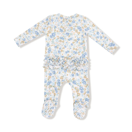 Ruffle Zip Footie - Sweet Rose Calico