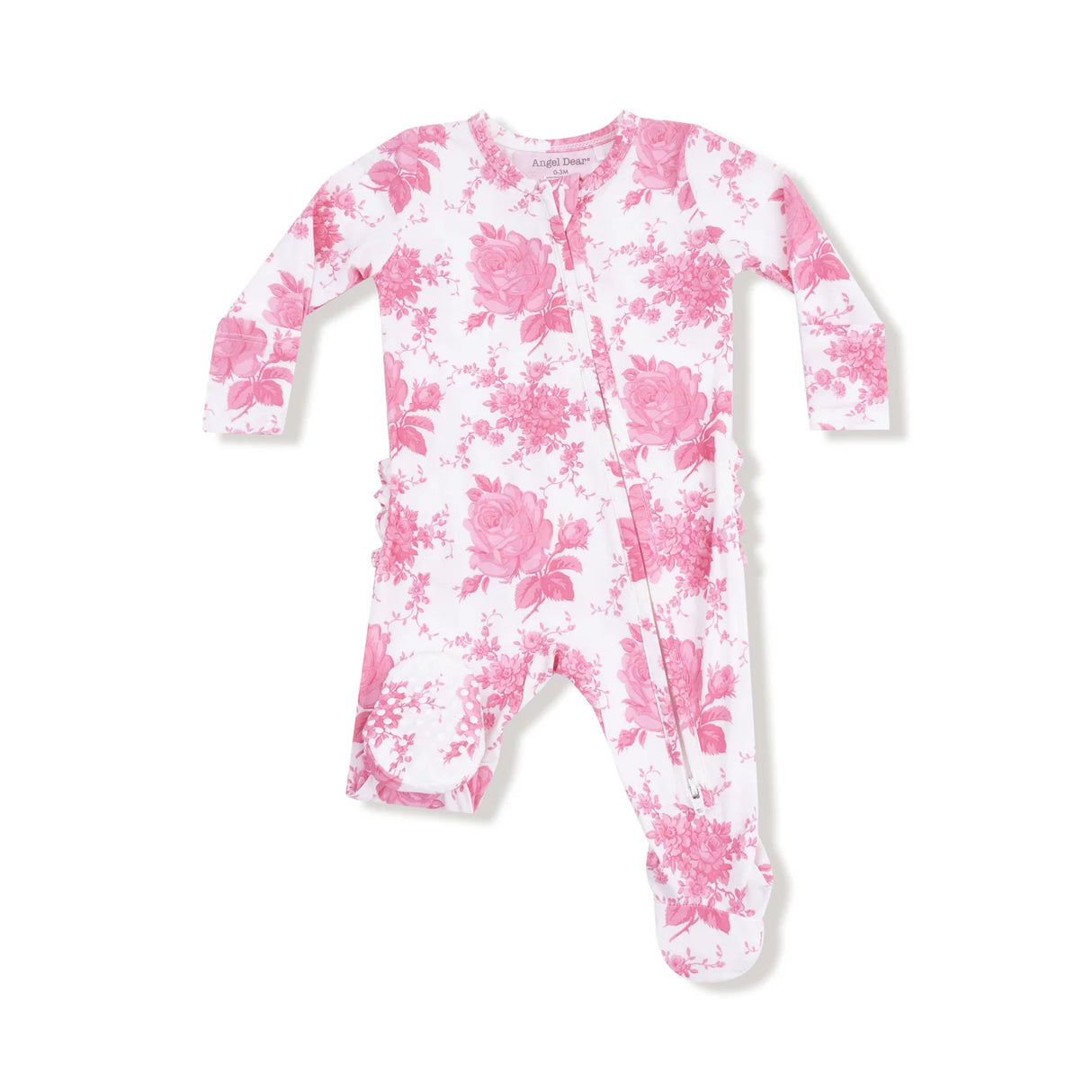 Ruffle Zip Footie - Vintage Pink Roses