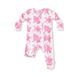 Ruffle Zip Footie - Vintage Pink Roses