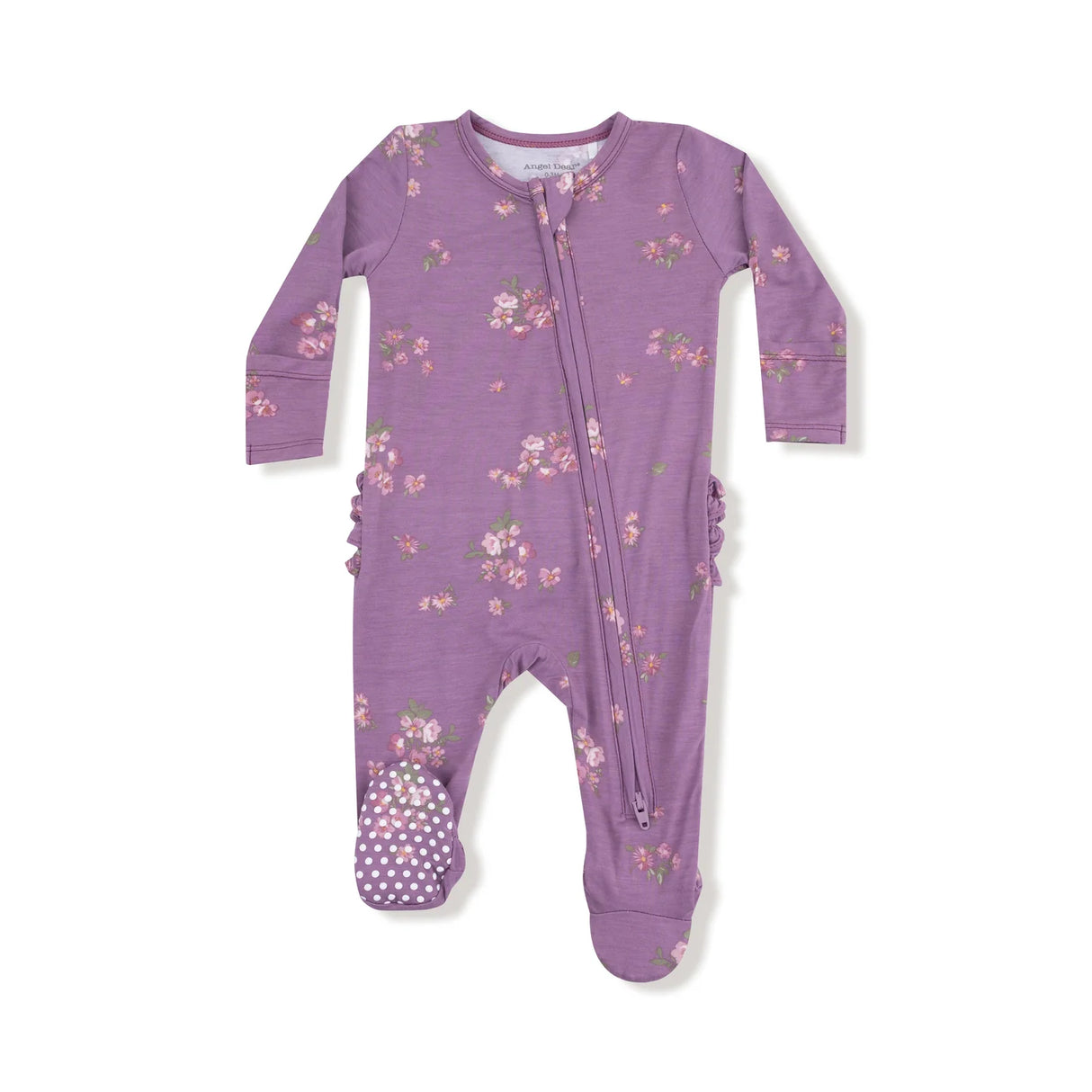 Ruffle Zip Footie - Woodsorrel