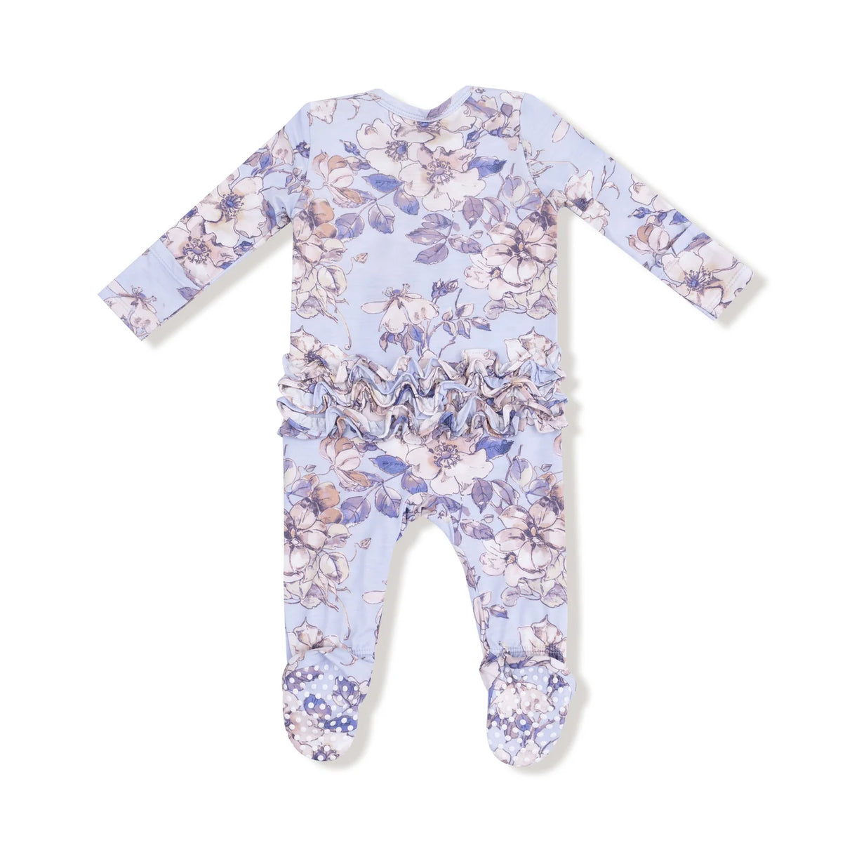 Ruffle Zip Footie - Woodrose Peri