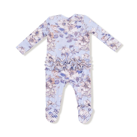Ruffle Zip Footie - Woodrose Peri
