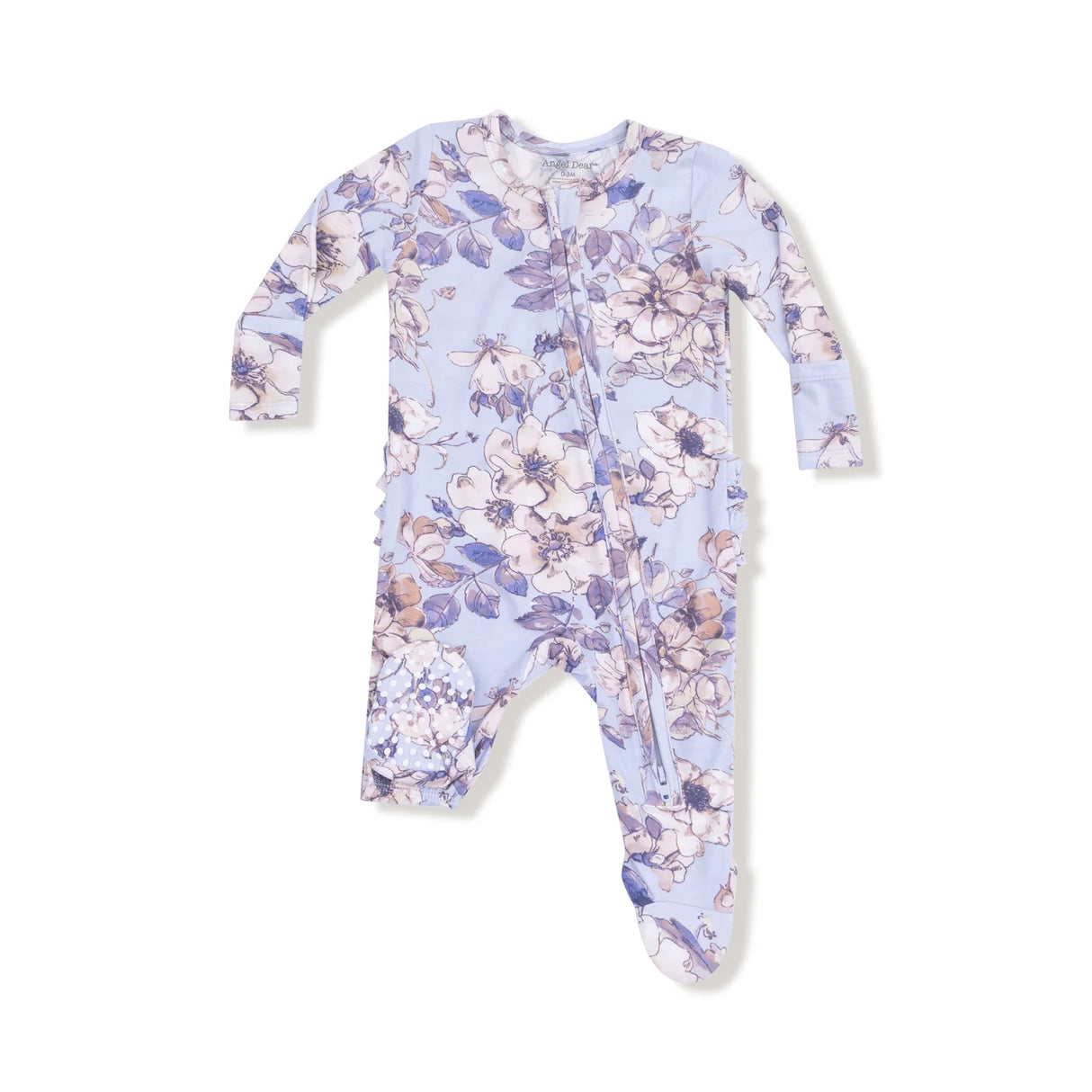 Ruffle Zip Footie - Woodrose Peri