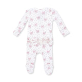 Ruffle Zip Footie - Bows and Hearts