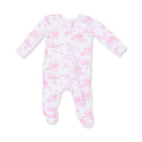 Ruffle Zip Footie - Golf Toile Pink