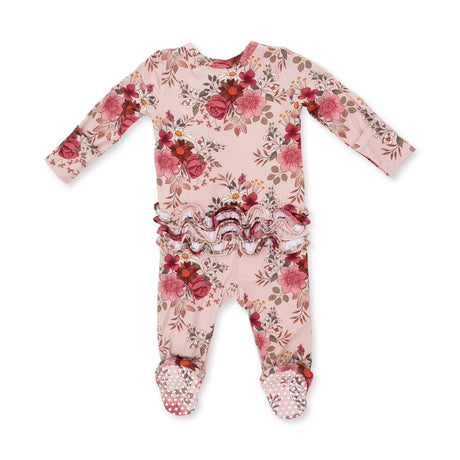 Ruffle Zip Footie - Sabrina Floral