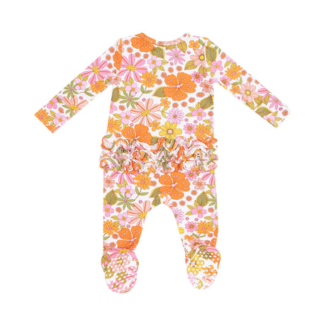 Ruffle Zip Footie - Boho Beachy Floral